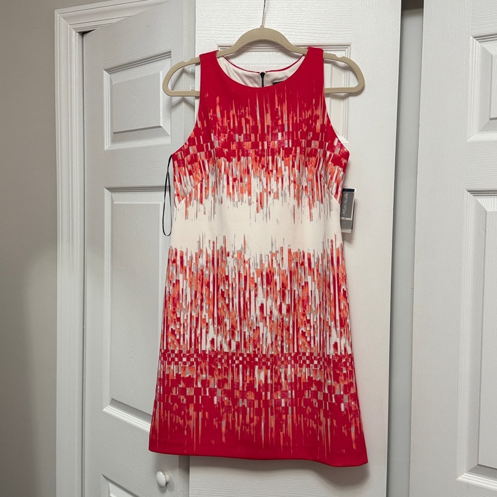 Vince Camino Shift Dress in Coral and White NWT